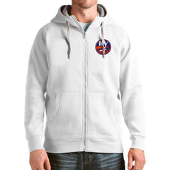 NHL White New York Islanders Antigua Logo Victory Full-Zip Hoodie