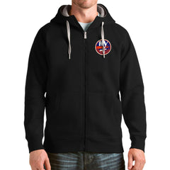 NHL Black New York Islanders Antigua Logo Victory Full-Zip Hoodie