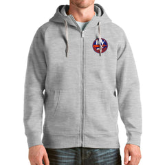 NHL Heathered Gray New York Islanders Antigua Logo Victory Full-Zip Hoodie