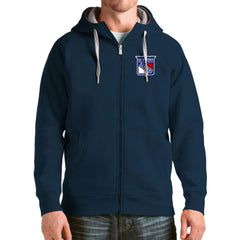 NHL Navy New York Rangers Antigua Logo Victory Full-Zip Hoodie