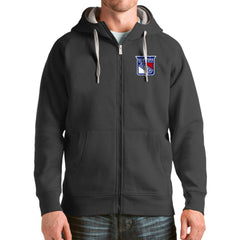 NHL Charcoal New York Rangers Antigua Logo Victory Full-Zip Hoodie