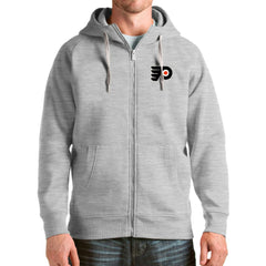 NHL Heathered Gray Philadelphia Flyers Antigua Logo Victory Full-Zip Hoodie
