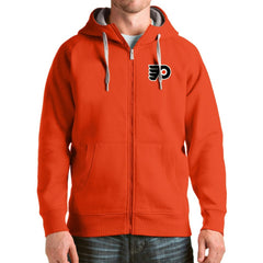 NHL Orange Philadelphia Flyers Antigua Logo Victory Full-Zip Hoodie