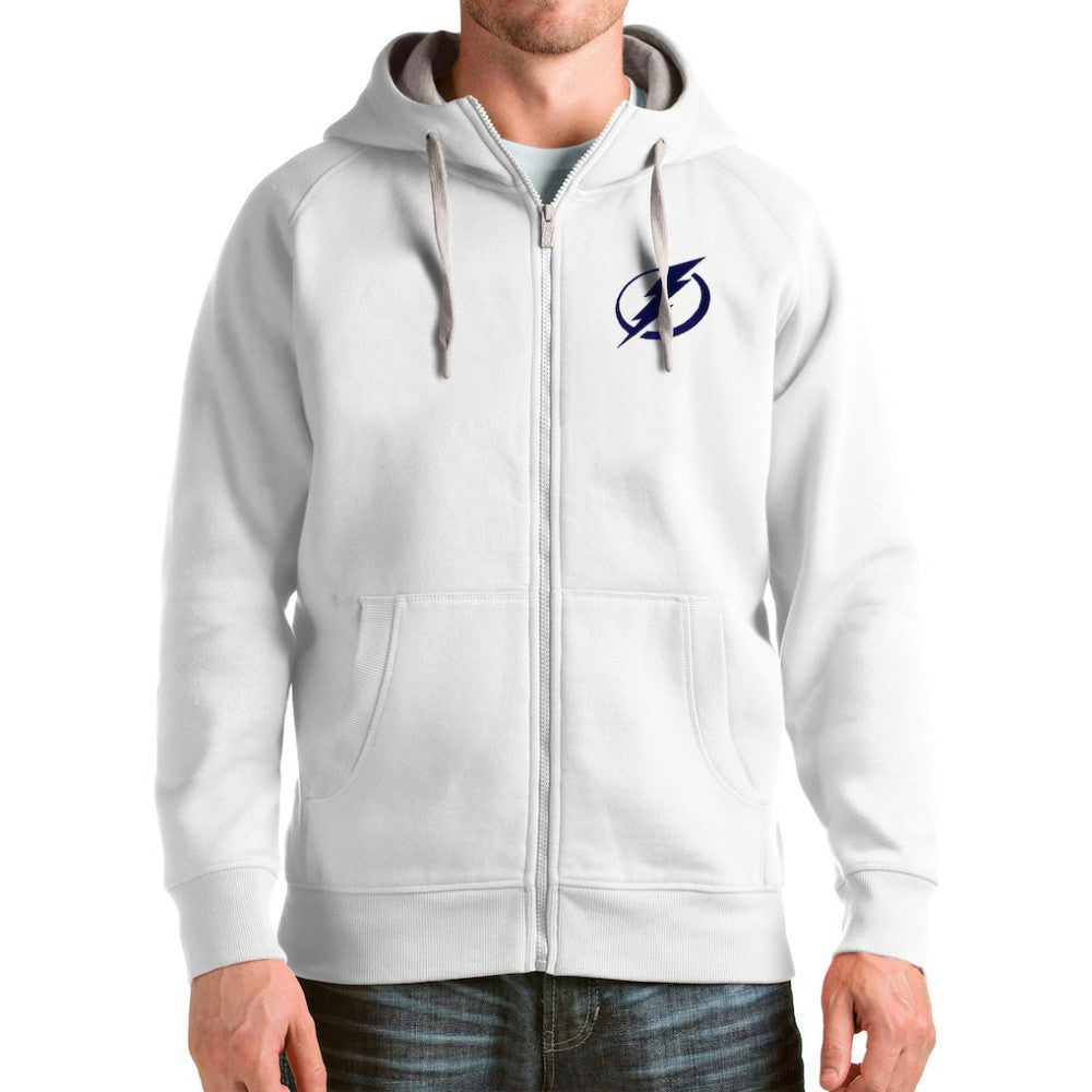 NHL White Tampa Bay Lightning Antigua Logo Victory Full-Zip Hoodie
