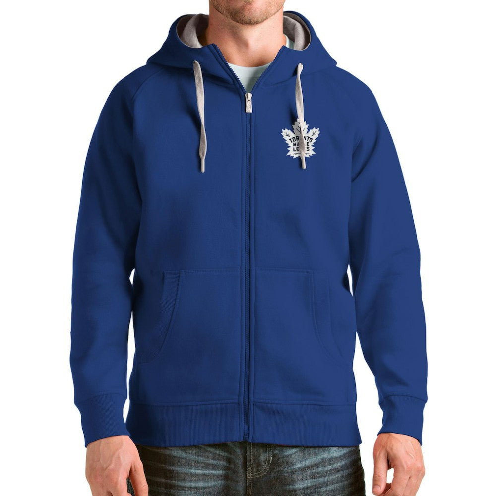 NHL Blue Toronto Maple Leafs Antigua Logo Victory Full-Zip Hoodie