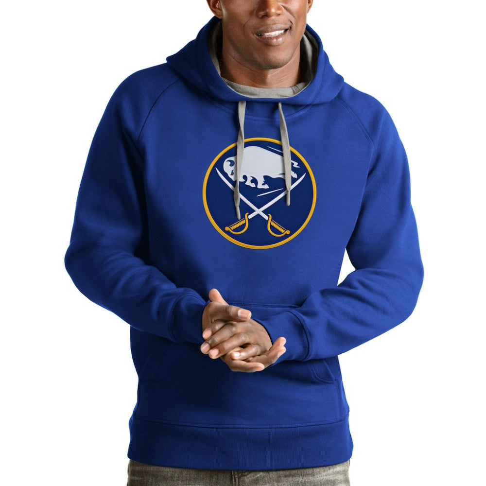 NHL Royal Buffalo Sabres Antigua Logo Victory Pullover Hoodie