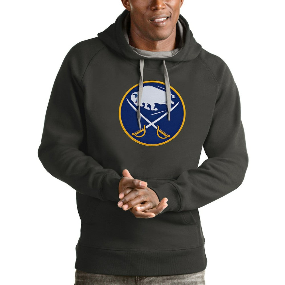NHL Charcoal Buffalo Sabres Antigua Logo Victory Pullover Hoodie