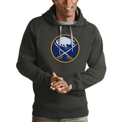 NHL Charcoal Buffalo Sabres Antigua Logo Victory Pullover Hoodie