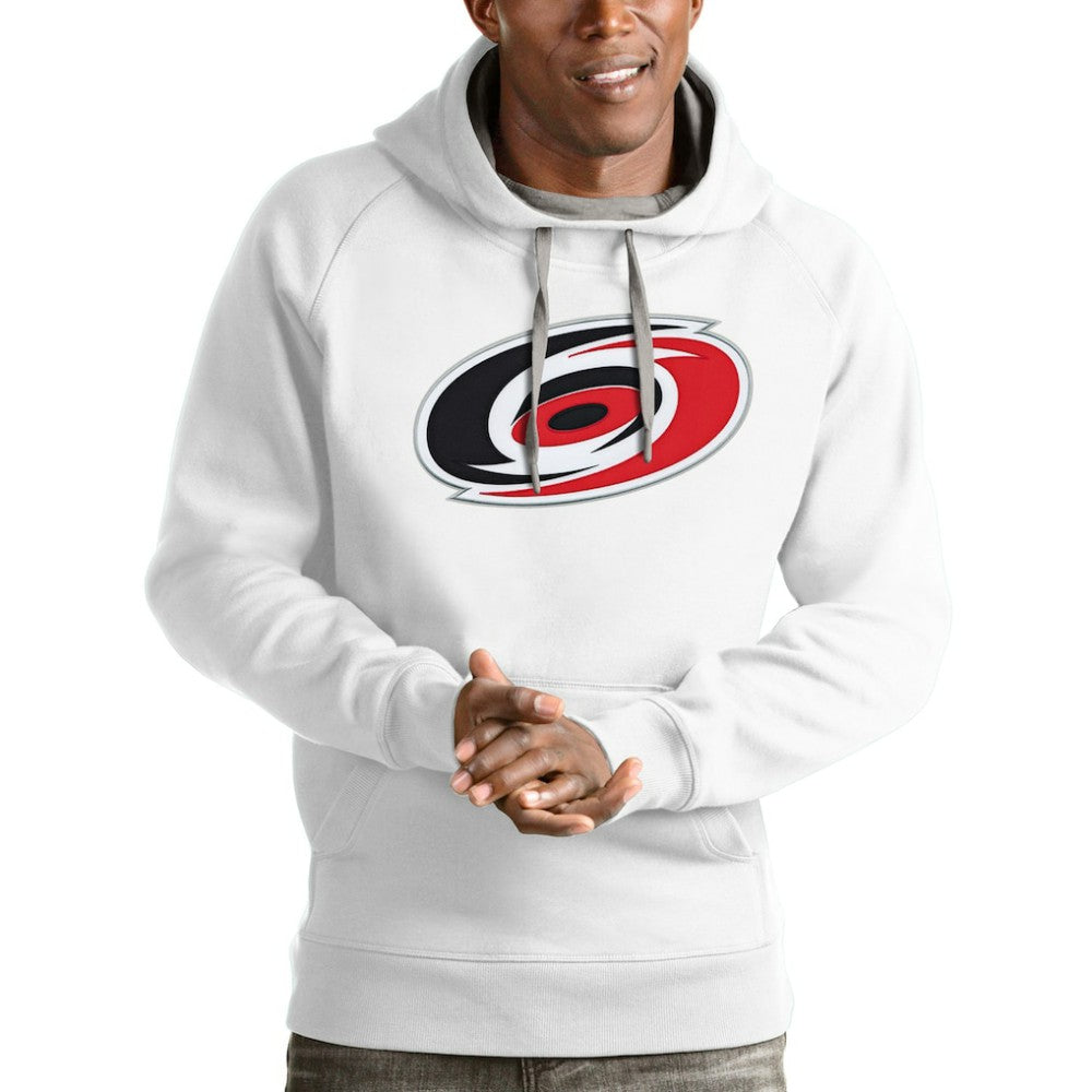 NHL White Carolina Hurricanes Antigua Logo Victory Pullover Hoodie