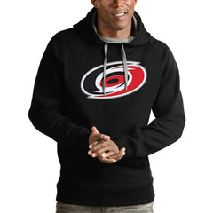 NHL Black Carolina Hurricanes Antigua Logo Victory Pullover Hoodie