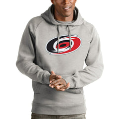 NHL Heathered Gray Carolina Hurricanes Antigua Logo Victory Pullover Hoodie