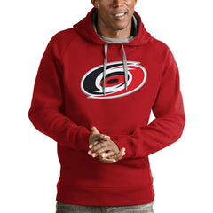 NHL Red Carolina Hurricanes Antigua Logo Victory Pullover Hoodie