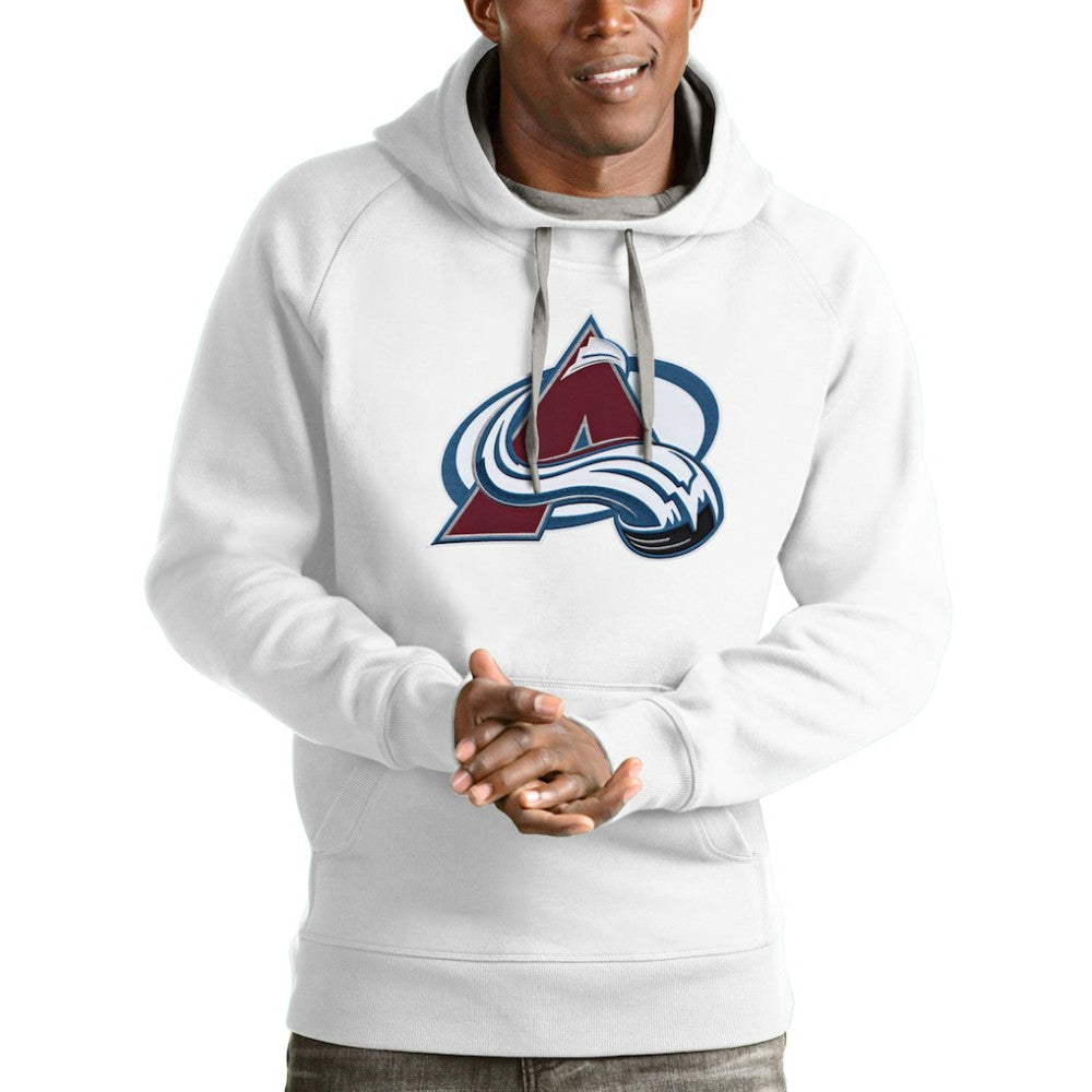 NHL White Colorado Avalanche Antigua Logo Victory Pullover Hoodie