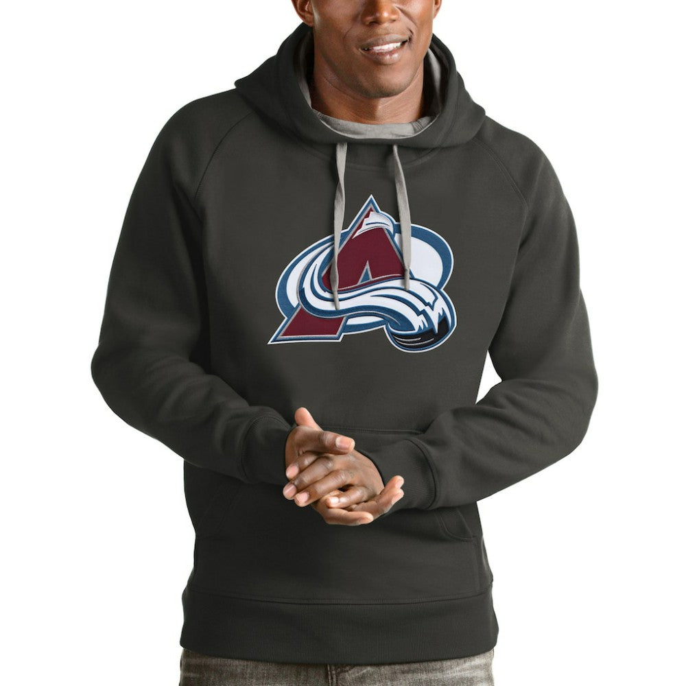 NHL Charcoal Colorado Avalanche Antigua Logo Victory Pullover Hoodie