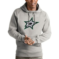NHL Heathered Gray Dallas Stars Antigua Logo Victory Pullover Hoodie