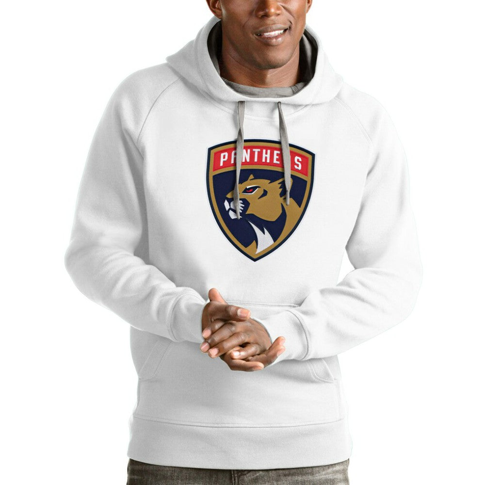 NHL White Florida Panthers Antigua Logo Victory Pullover Hoodie