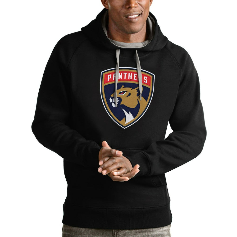NHL Black Florida Panthers Antigua Logo Victory Pullover Hoodie