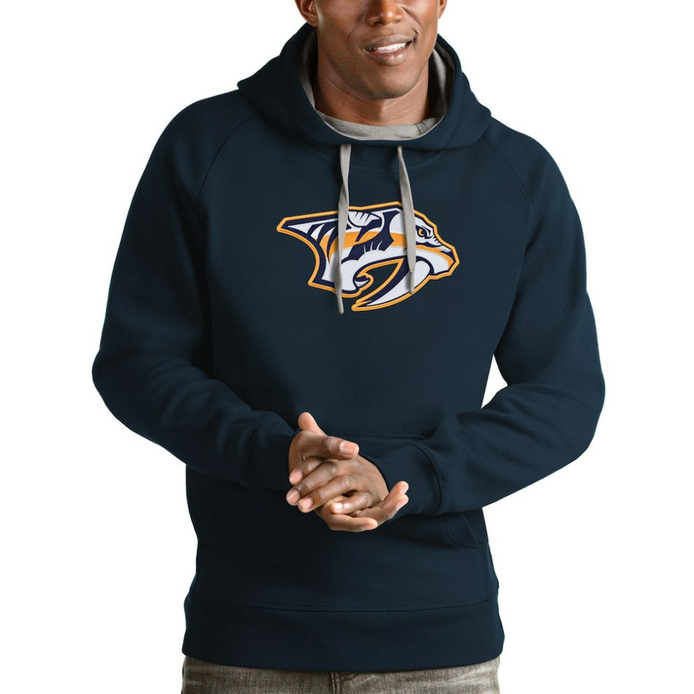 NHL Navy Nashville Predators Antigua Logo Victory Pullover Hoodie
