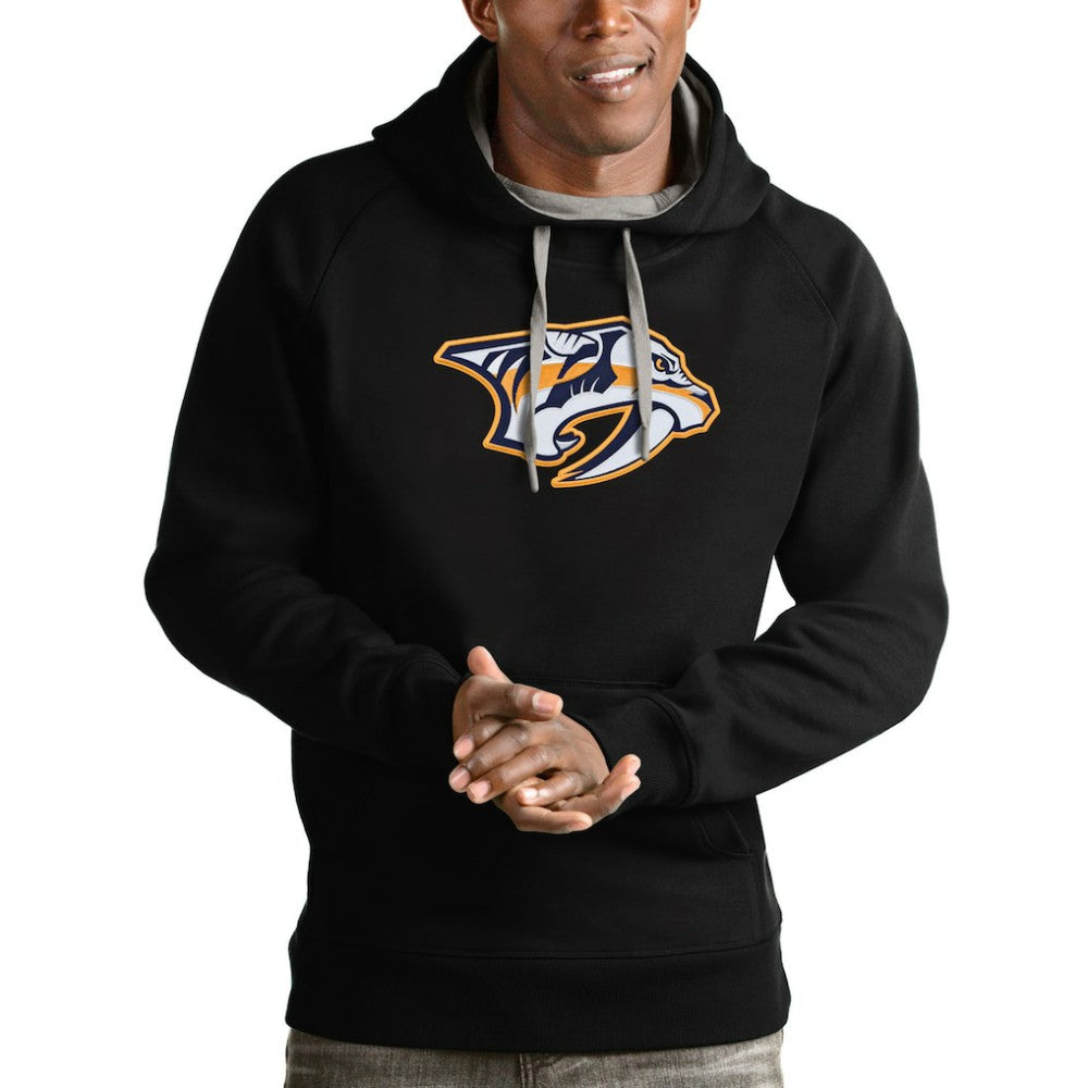 NHL Black Nashville Predators Antigua Logo Victory Pullover Hoodie