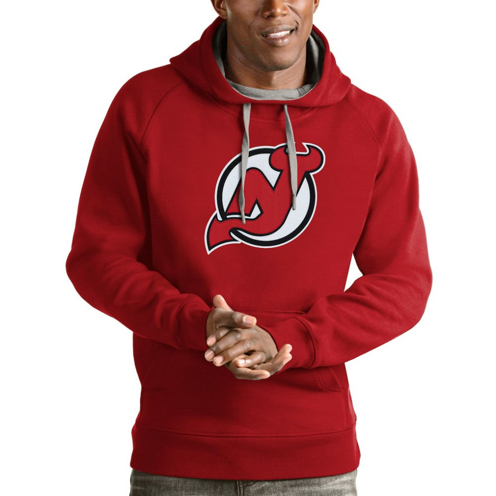 NHL Red New Jersey Devils Antigua Logo Victory Pullover Hoodie