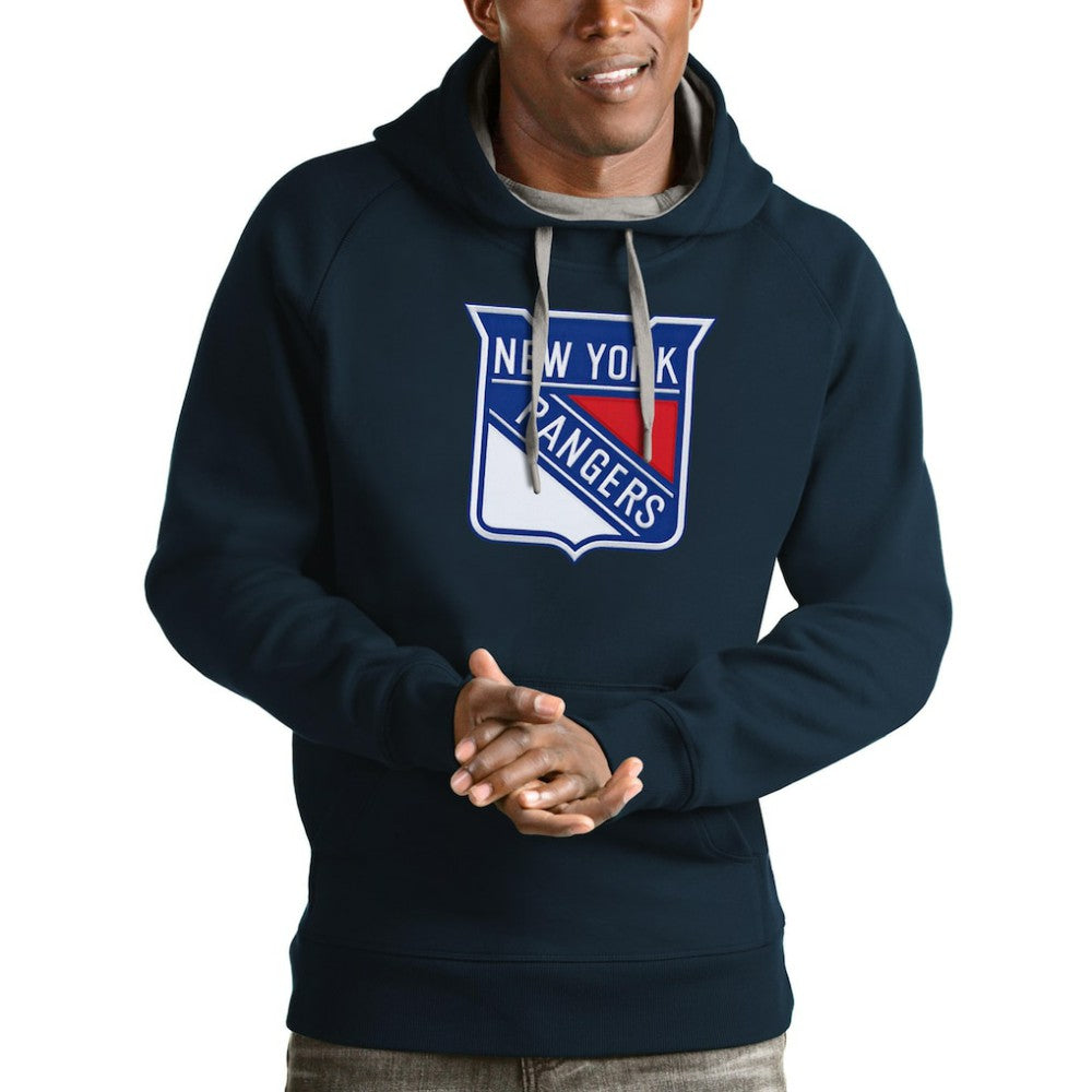NHL Navy New York Rangers Antigua Logo Victory Pullover Hoodie