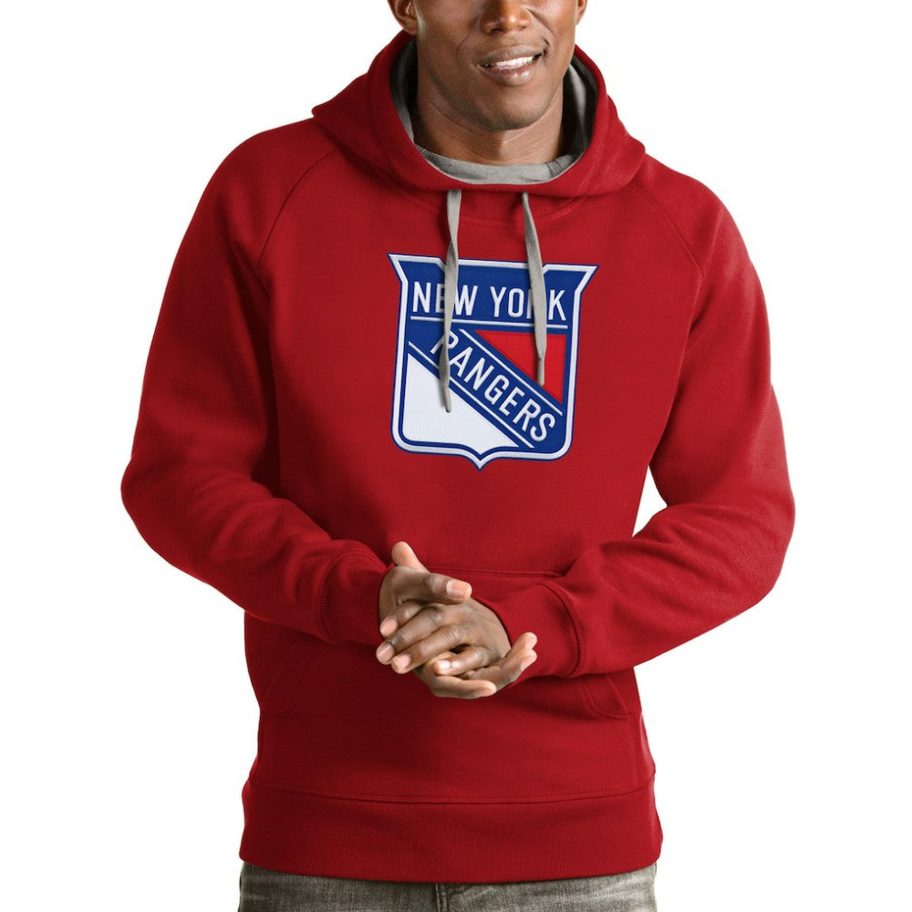 NHL Red New York Rangers Antigua Logo Victory Pullover Hoodie