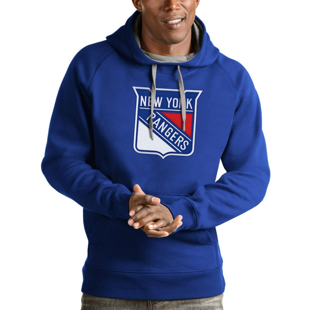 NHL Blue New York Rangers Antigua Logo Victory Pullover Hoodie
