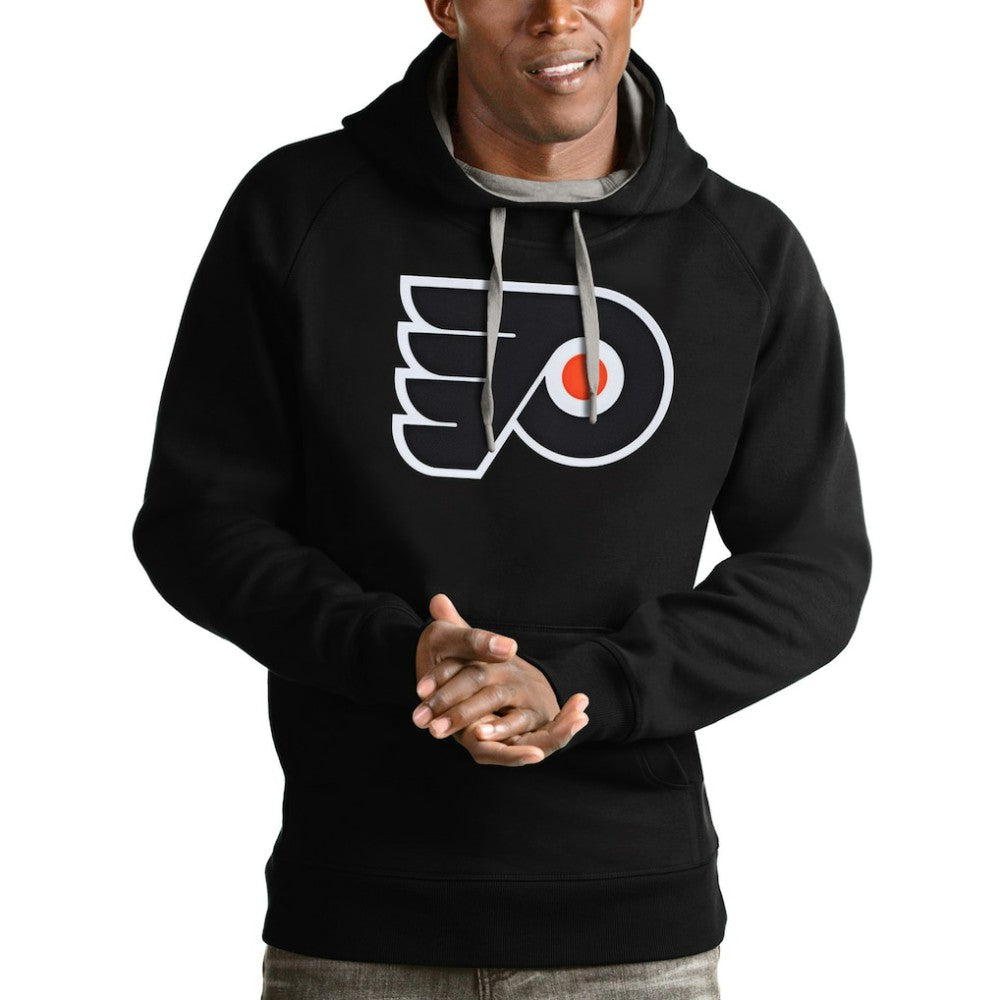 NHL Black Philadelphia Flyers Antigua Logo Victory Pullover Hoodie