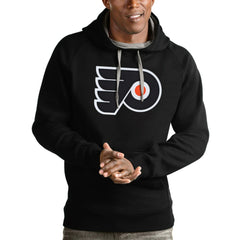 NHL Black Philadelphia Flyers Antigua Logo Victory Pullover Hoodie