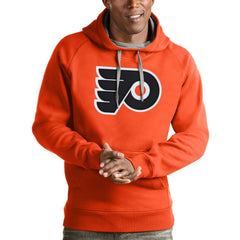 NHL Orange Philadelphia Flyers Antigua Logo Victory Pullover Hoodie