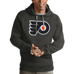 NHL Charcoal Philadelphia Flyers Antigua Logo Victory Pullover Hoodie