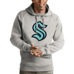 NHL Heathered Gray Seattle Kraken Antigua Logo Victory Pullover Hoodie
