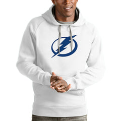 NHL White Tampa Bay Lightning Antigua Logo Victory Pullover Hoodie