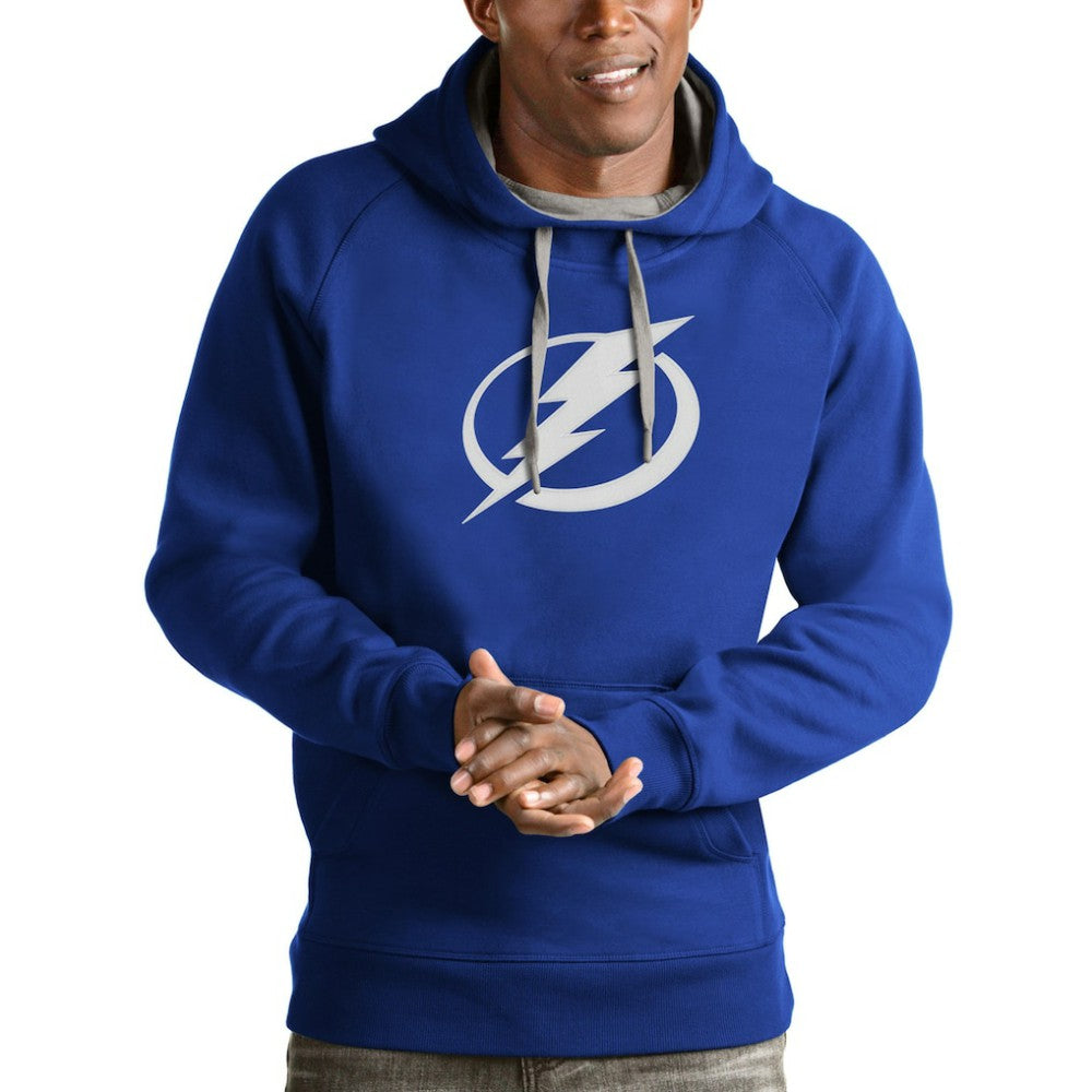NHL Blue Tampa Bay Lightning Antigua Logo Victory Pullover Hoodie
