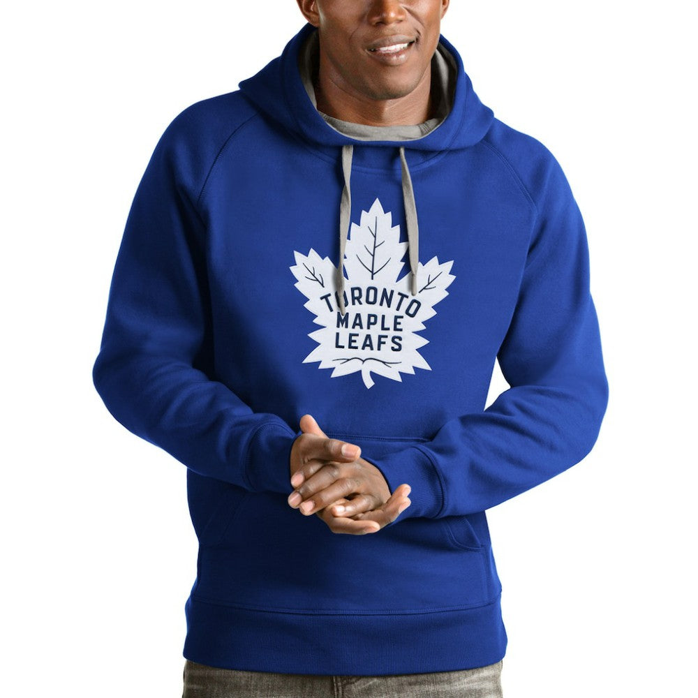 NHL Blue Toronto Maple Leafs Antigua Logo Victory Pullover Hoodie