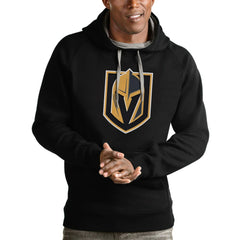 NHL Black Vegas Golden Knights Antigua Logo Victory Pullover Hoodie
