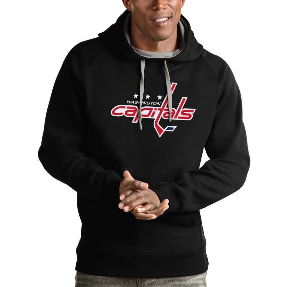 NHL Black Washington Capitals Antigua Logo Victory Pullover Hoodie