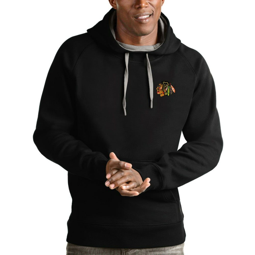 NHL Black Chicago Blackhawks Antigua Team Victory Pullover Hoodie