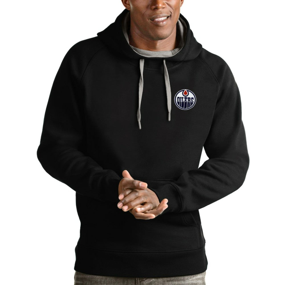 NHL Black Edmonton Oilers Antigua Victory Pullover Hoodie
