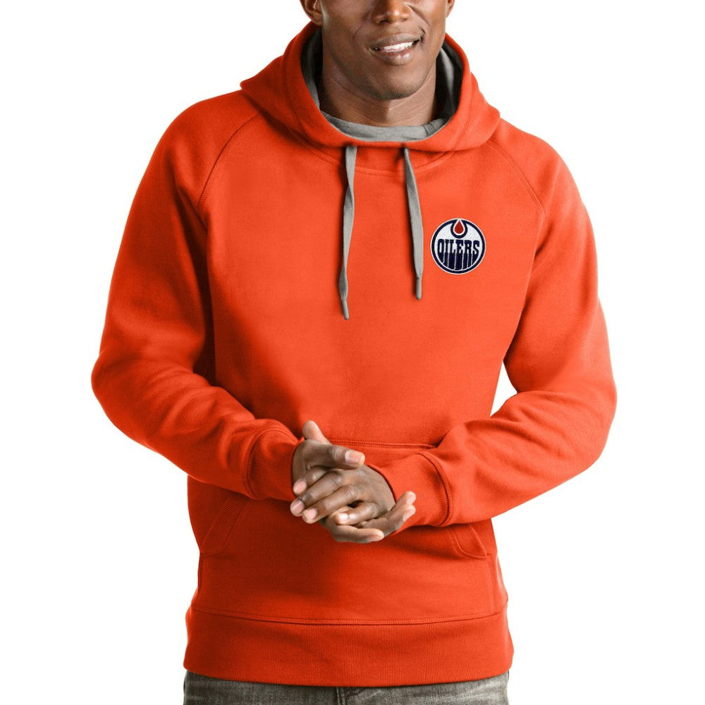 NHL Orange Edmonton Oilers Antigua Victory Pullover Hoodie