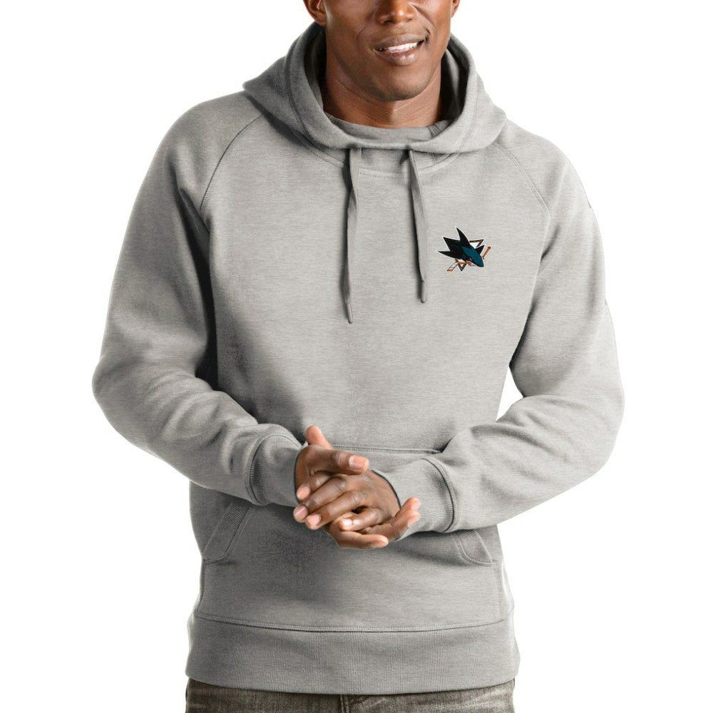 NHL Heathered Gray San Jose Sharks Antigua Victory Pullover Hoodie