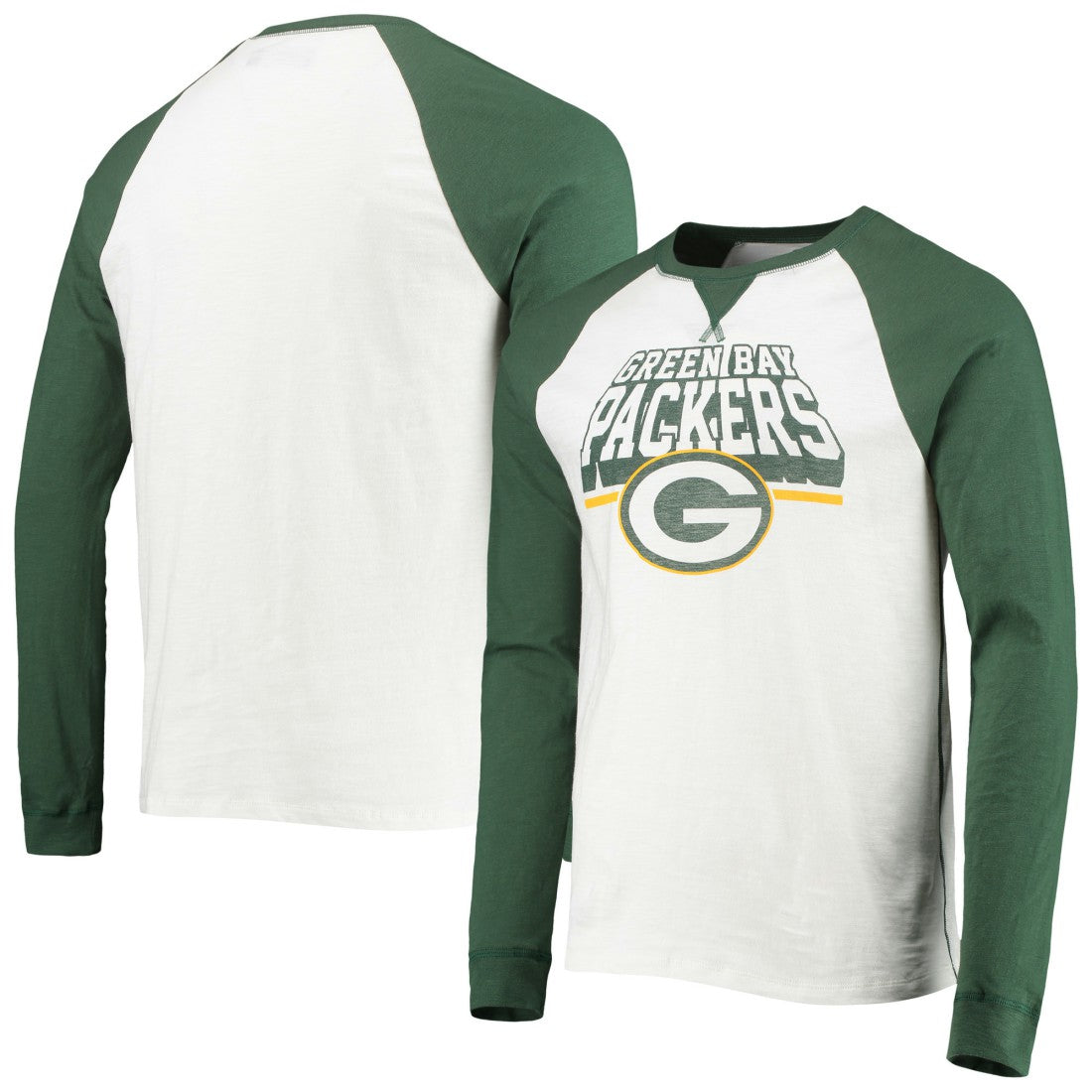 Junk Food Colorblock Raglan Long Sleeve T-Shirt - Green Bay Packers
