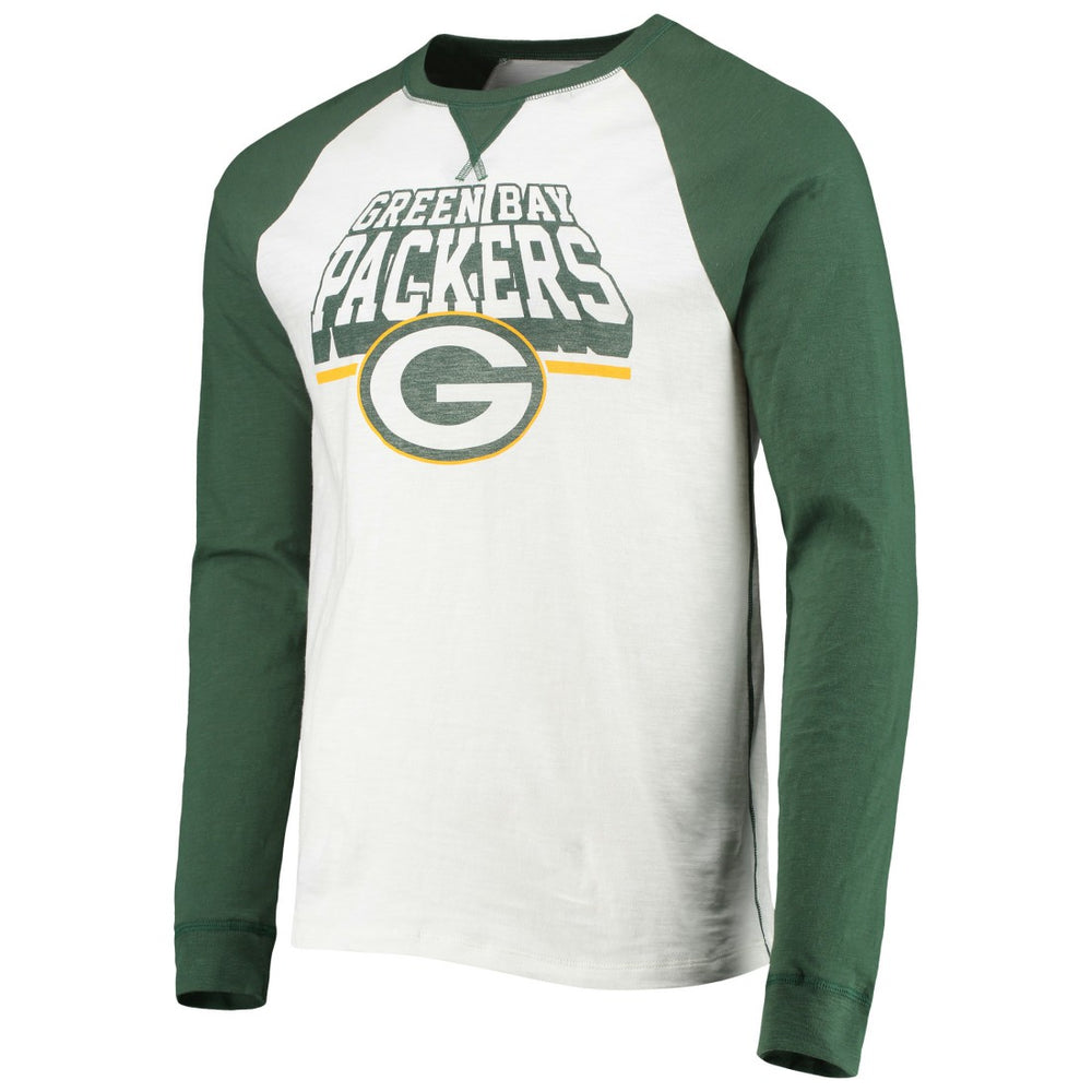 Junk Food Colorblock Raglan Long Sleeve T-Shirt - Green Bay Packers