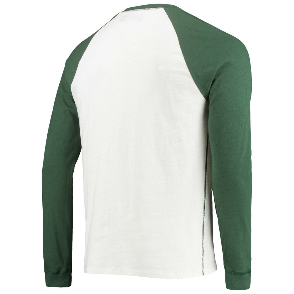 Junk Food Colorblock Raglan Long Sleeve T-Shirt - Green Bay Packers