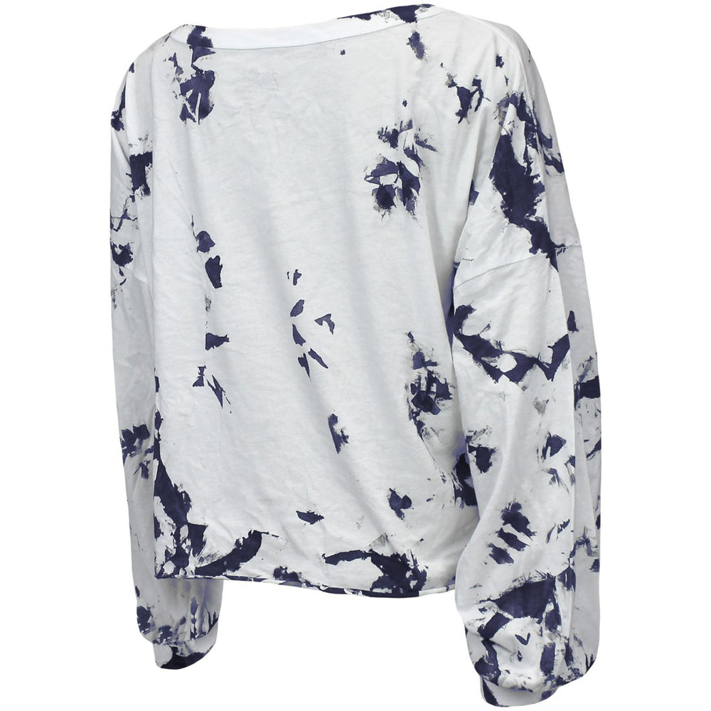 Majestic Threads Women's Off-Shoulder Tie-Dye V-Neck Long Sleeve T-Shirt - Tennessee Titans