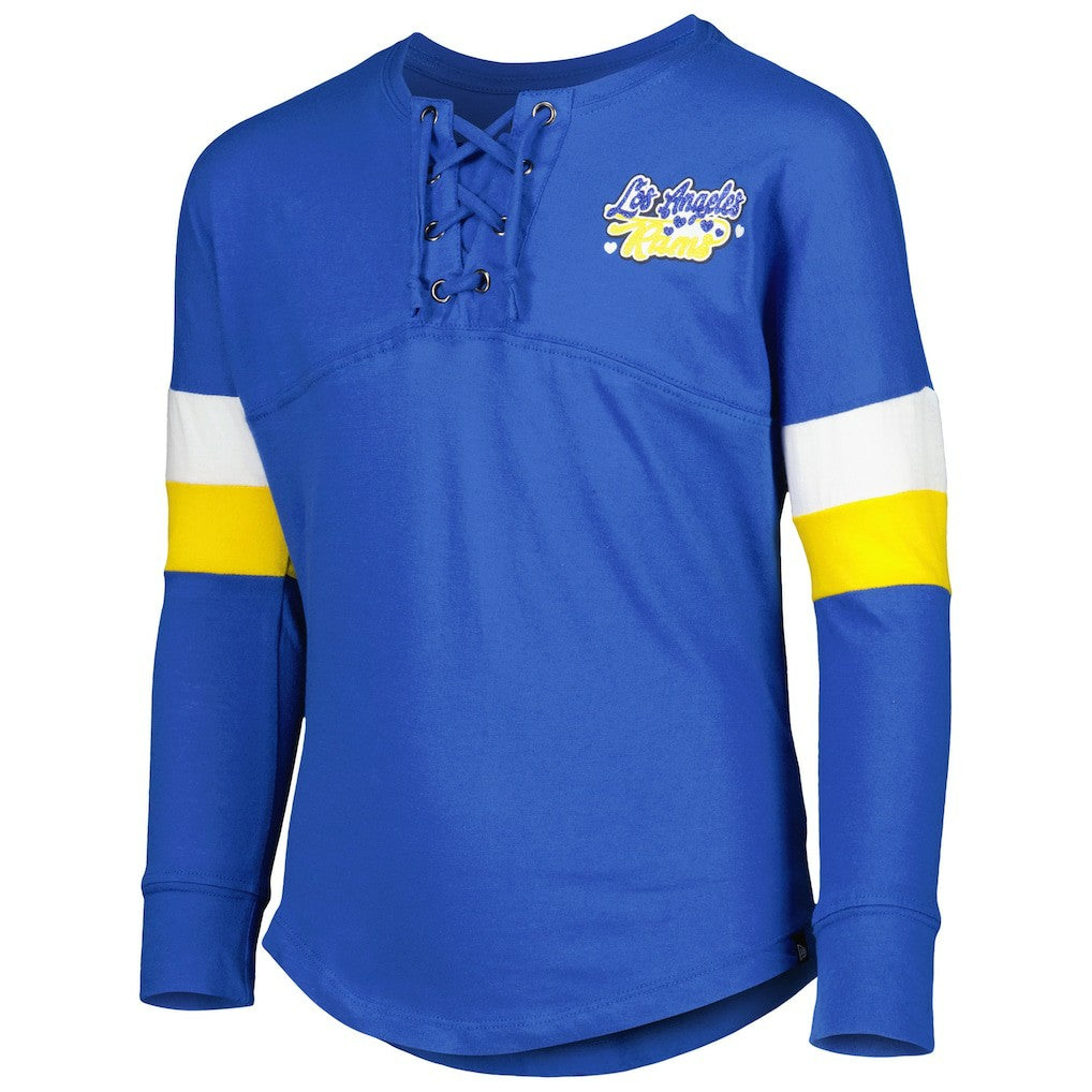 Girls Youth Lace-Up Long Sleeve T-Shirt - Los Angeles Rams
