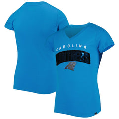 Girls Youth Reverse Sequin Wordmark V-Neck T-Shirt - Carolina Panthers