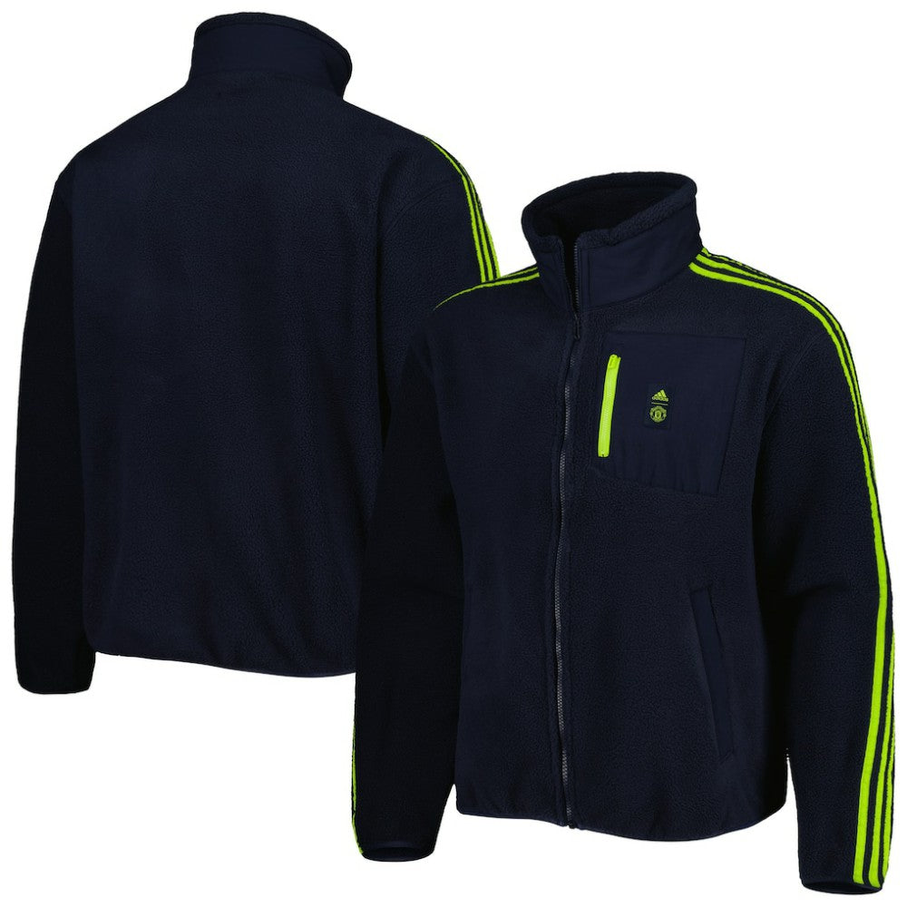 Manchester United Lifestyler Fleece Full-Zip Jacket - Adidas Navy