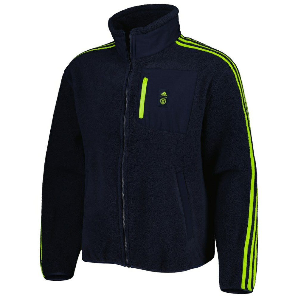 Manchester United Lifestyler Fleece Full-Zip Jacket - Adidas Navy