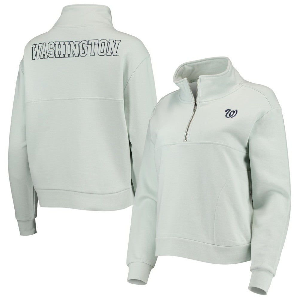 MLB Washington Nationals The Wild Collective Women's Two-Hit Quarter-Zip Pullover Top
